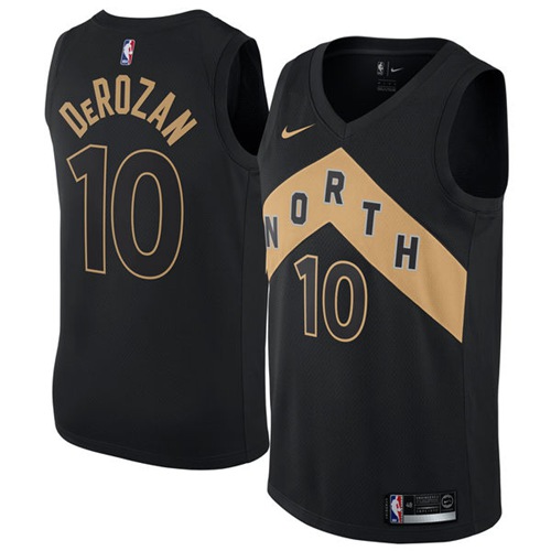 Toronto Raptors #10 DeMar DeRozan Black Swingman City Edition Jersey Mens