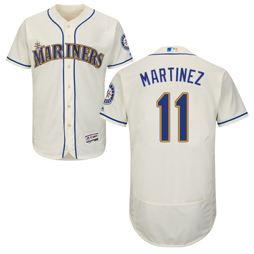 Seattle Mariners #11 Edgar Martinez Cream Flexbase Authentic Collection Stitched Jersey Men's