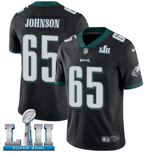 Philadelphia Eagles #65 Lane Johnson Black Alternate Super Bowl LII Youth Stitched Vapor Untouchable Limited Jersey Youth