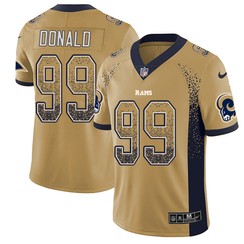 Rams #99 Aaron Donald Gold Men's Stitched Limited Rush Drift Fashion Jersey