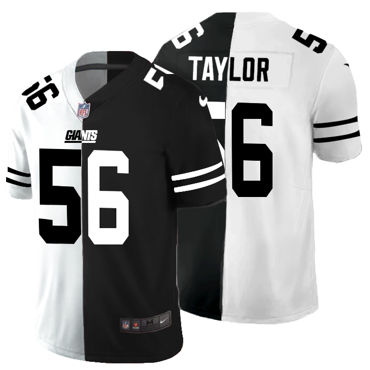 New York Giants #56 Lawrence Taylor Men's Black V White Peace Split Vapor Untouchable Limited Jersey