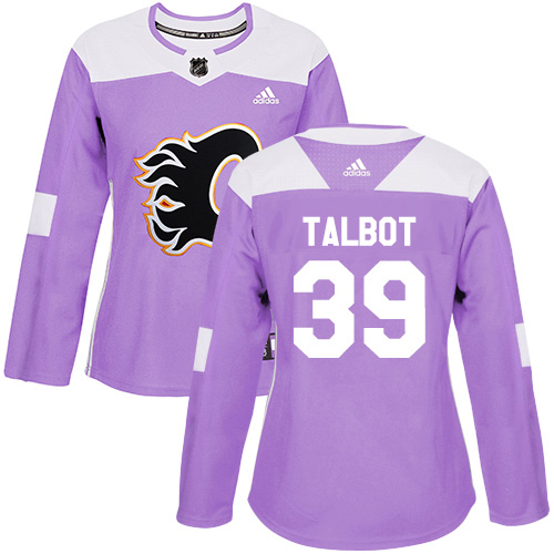 Adidas Calgary Flames #39 Cam Talbot Purple Authentic Fights Cancer Women's Stitched Jersey Womens