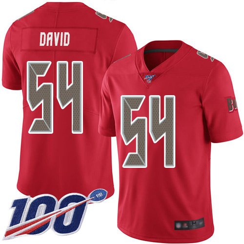 Buccaneers #54 Lavonte David Red Men's Stitched Limited Rush 100th Season Jersey