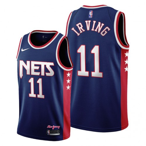 Brooklyn Brooklyn Nets #11 Kyrie Irving Mens 2021-22 City Edition Throwback 90s Wordmark Navy Jersey Mens