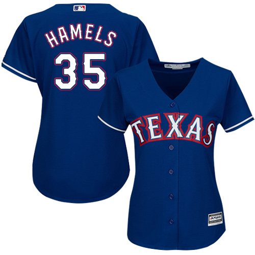 Texas Rangers #35 Cole Hamels Blue Alternate Women's Stitched Jersey Womens