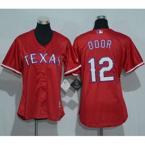 Texas Rangers #12 Rougned Odor Red Women's Alternate Stitched Jersey Womens