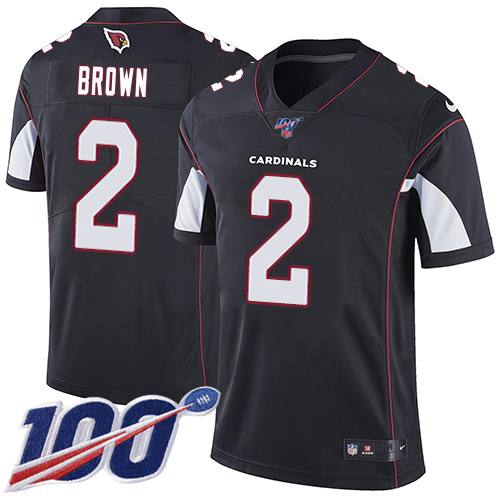 Cardinals #2 Marquise Brown Black Alternate Men's Stitched 100th Season Vapor Untouchable Limited Jersey
