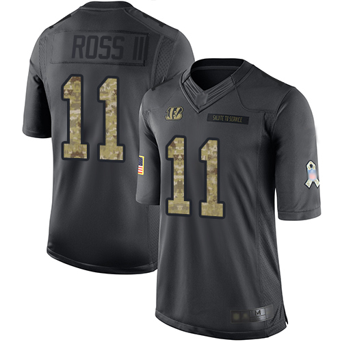 Cincinnati Bengals #11 John Ross III Black Men's Stitched Limited 2016 Salute to Service Jersey Men's