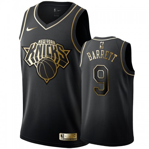New York Knicks #9 R.J. Barrett Mens Black Golden Edition Swingman Jersey Mens