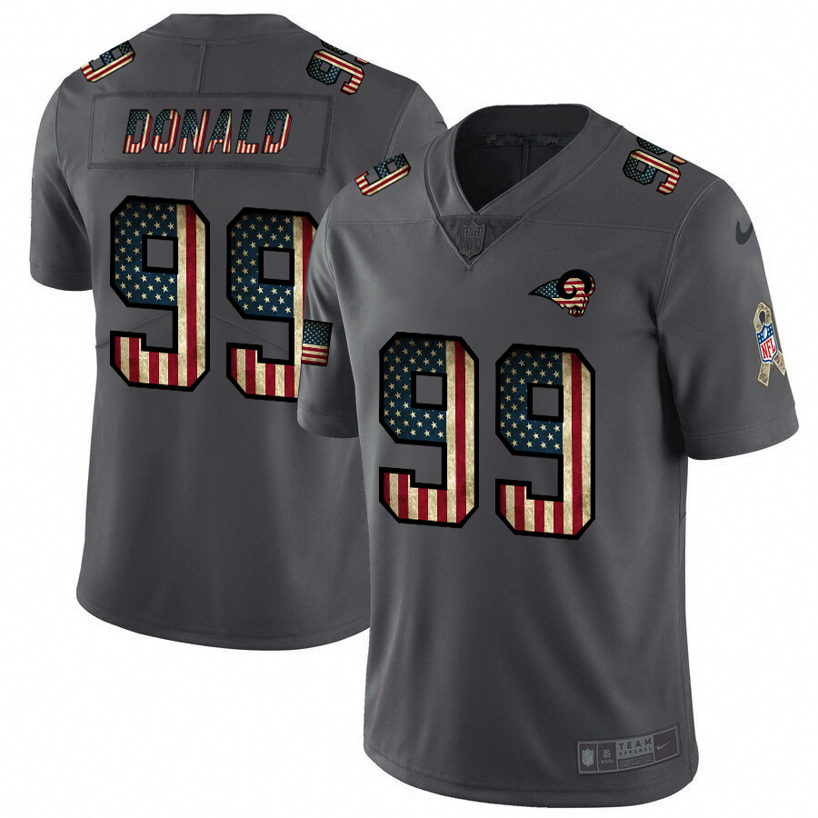Los Angeles Rams #99 Aaron Donald 2018 Salute To Service Retro USA Flag Limited Jersey