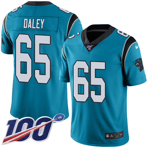 Carolina Panthers #65 Dennis Daley Blue Men's Stitched Limited Rush 100th Season Jersey Men's