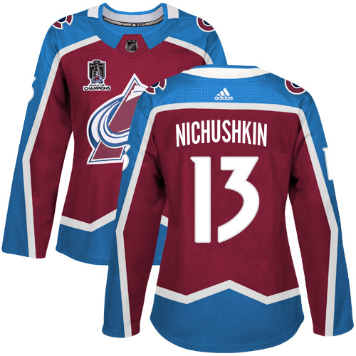 Adidas Colorado Avalanche #13 Valeri Nichushkin Burgundy Women's 2022 Stanley Cup Champions Burgundy Home Authentic Stitched Jersey Womens