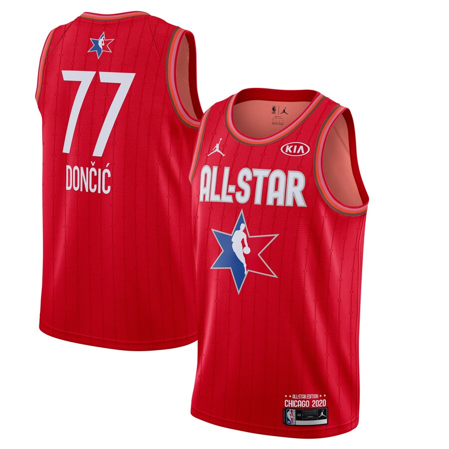 Men's Luka Doncic Jordan Brand Red 2020 All-Star Game Swingman Finished Jersey