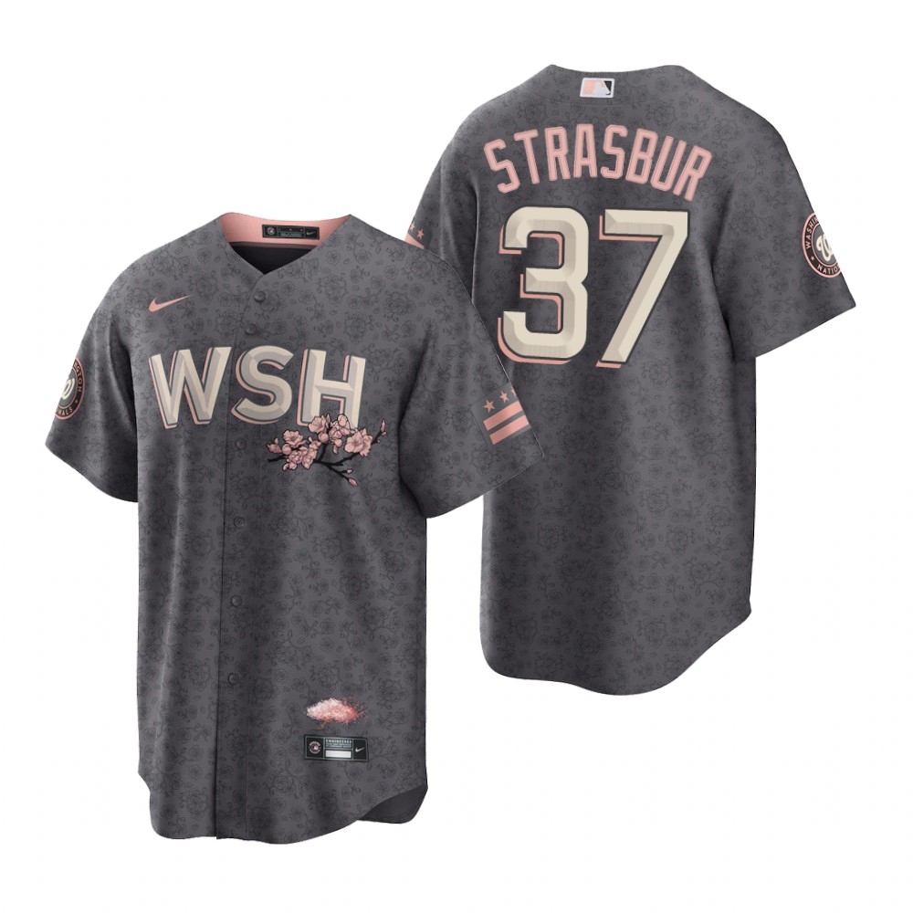 Washington Nationals #37 Stephen Strasbur Men's Gray Game 2022 City Connect Replica Jersey