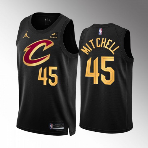 Cleveland Cleveland Cavaliers #45 Donovan Mitchell Mens Black 2022-23 Statement Edition Jersey Mens