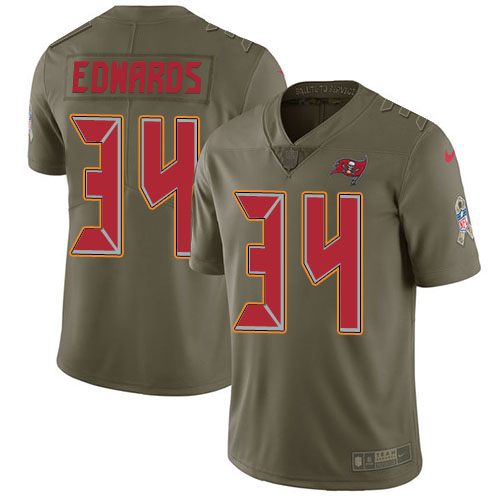Tampa Bay Buccaneers #34 Mike Edwards Olive Youth Stitched Limited 2017 Salute To Service Jersey Youth