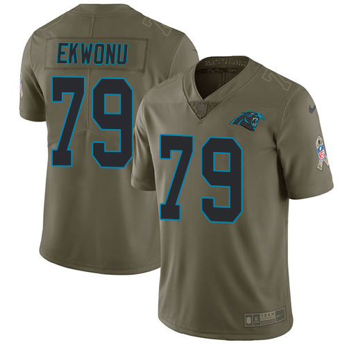 Panthers #79 Ikem Ekwonu Olive Youth Stitched Limited 2017 Salute To Service Jersey