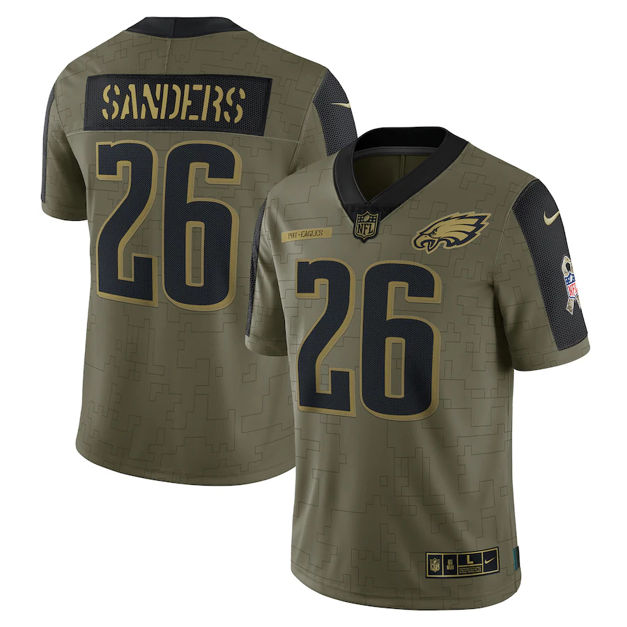 Philadelphia Eagles #26 Miles Sanders Olive 2021 Salute To Service Limited Player Jersey