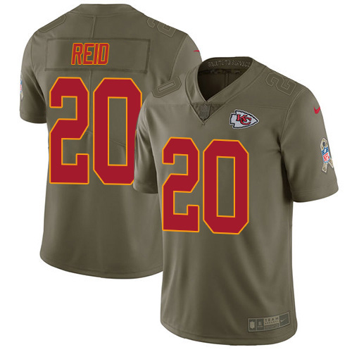 Kansas City Chiefs #20 Justin Reid Olive Men's Stitched Limited 2017 Salute to Service Jersey Men's