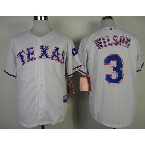 Texas Rangers #3 Russell Wilson White Cool Base Stitched Jersey Men's