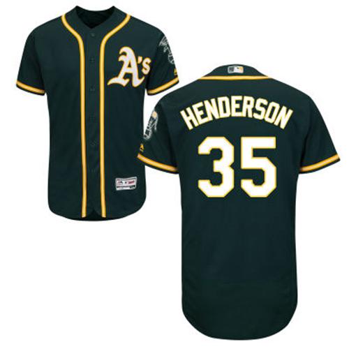 Oakland Athletics #35 Rickey Henderson Green Flexbase Authentic Collection Stitched Jersey Men's