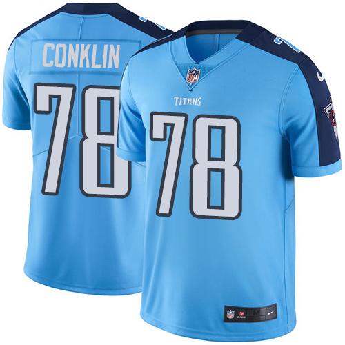 Tennessee Titans #78 Jack Conklin Light Blue Men's Stitched Limited Rush Jersey Men's