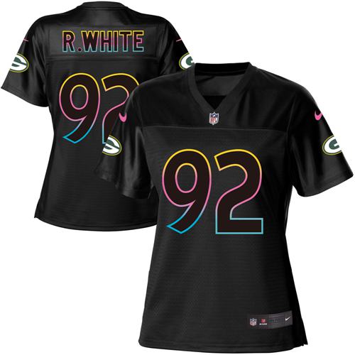 Packers #92 Reggie White Black Women's Fashion Game Jersey