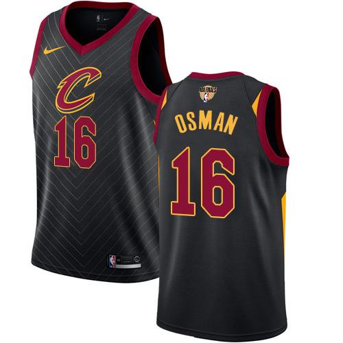 Cleveland Cavaliers #16 Cedi Osman Black The Finals Patch Swingman Statement Edition Jersey Mens