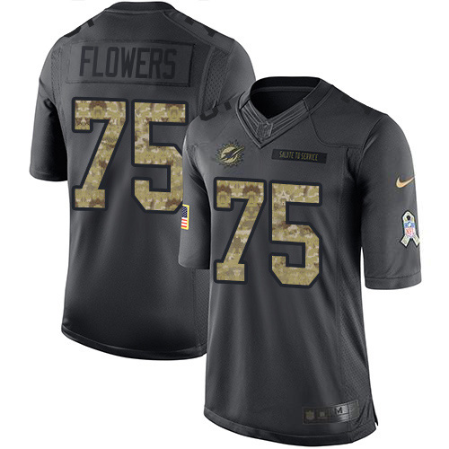 Miami Dolphins #75 Ereck Flowers Black Youth Stitched Limited 2016 Salute to Service Jersey Youth