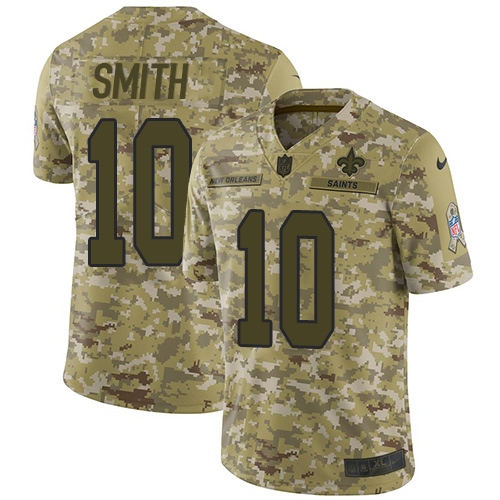 New Orleans Saints #10 Tre'Quan Smith Camo Youth Stitched Limited 2018 Salute to Service Jersey Youth