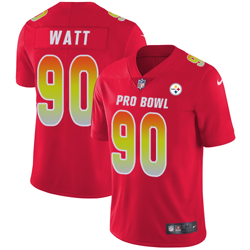Steelers #90 T. J. Watt Red Men's Stitched Limited AFC 2019 Pro Bowl Jersey