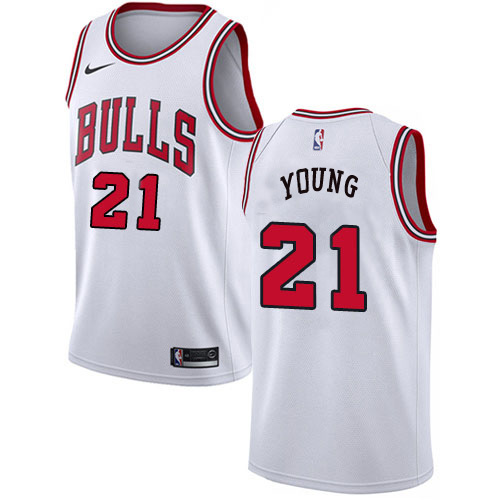Chicago Bulls #21 Thaddeus Young White Swingman Association Edition Jersey Mens