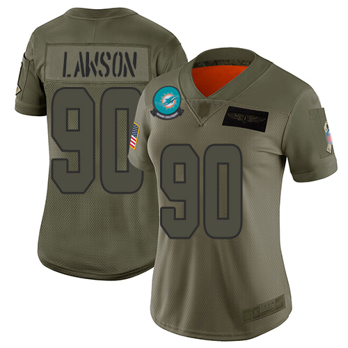 Miami Dolphins #90 Shaq Lawson Camo Women's Stitched Limited 2019 Salute To Service Jersey Womens