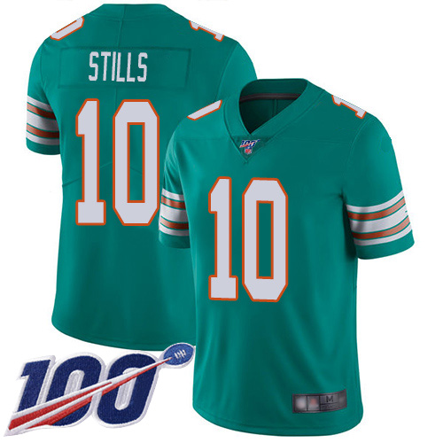 Miami Dolphins #10 Kenny Stills Aqua Green Alternate Men's Stitched 100th Season Vapor Limited Jersey Men's
