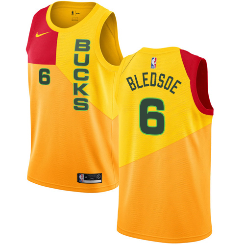 Milwaukee Bucks #6 Eric Bledsoe Yellow Swingman City Edition 2018/19 Jersey Mens
