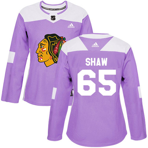 Adidas Chicago Blackhawks #65 Andrew Shaw Purple Authentic Fights Cancer Women's Stitched Jersey Womens