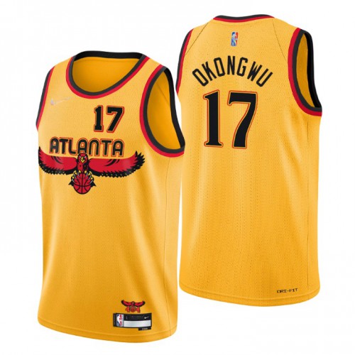 Atlanta Atlanta Hawks #17 Onyeka Okongwu Mens Gold 2021/22 Swingman Jersey - City Edition Mens