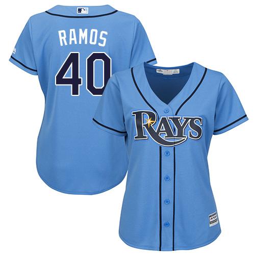Tampa Bay Rays #40 Wilson Ramos Light Blue Alternate Women's Stitched Jersey Womens