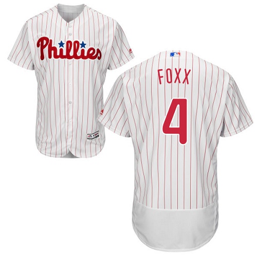 Philadelphia Phillies #4 Jimmie Foxx White(Red Strip) Flexbase Authentic Collection Stitched Jersey Men's