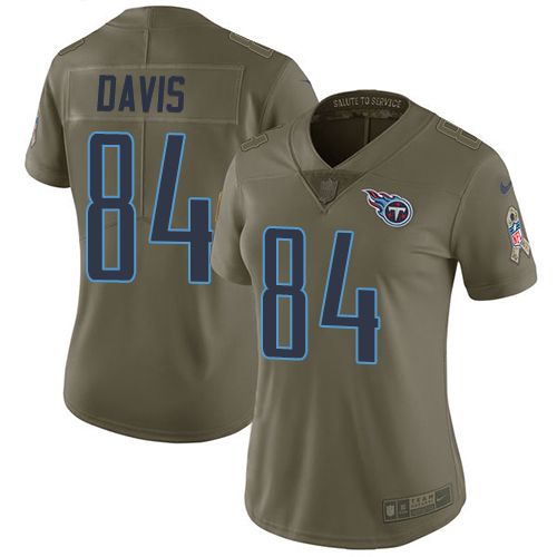 Tennessee Titans #84 Corey Davis Olive Women's Stitched Limited 2017 Salute to Service Jersey Womens