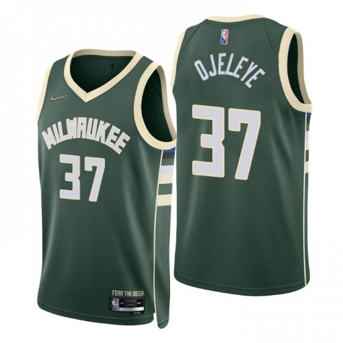 Milwaukee Bucks #37 Semi Ojeleye Green Mens 2021-22 75th Anniversary Diamond Swingman Jersey - Icon Edition Mens