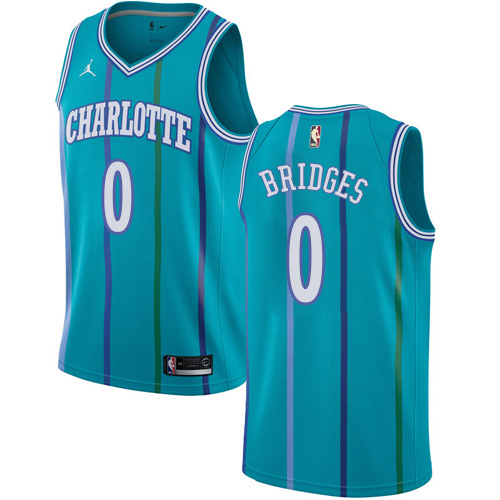 Charlotte Hornets #0 Miles Bridges Aqua Jordan Swingman Hardwood Classics Jersey Mens