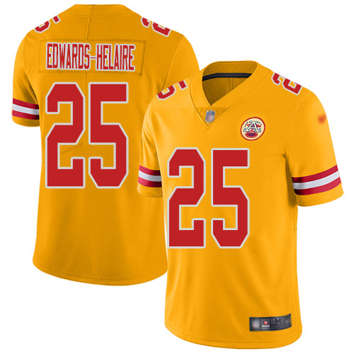 Chiefs #25 Clyde Edwards-Helaire Gold Men's Stitched Limited Inverted Legend Jersey