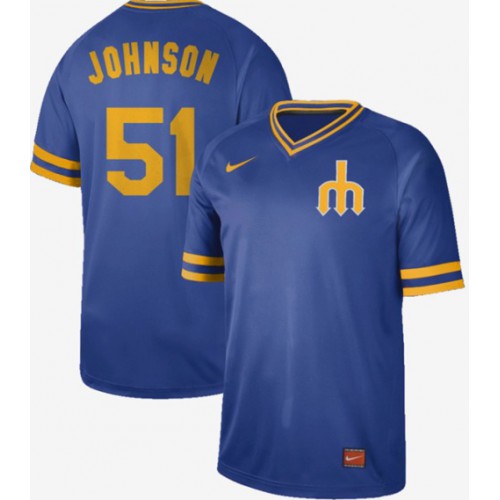 Seattle Mariners #51 Randy Johnson Royal Authentic Cooperstown Collection Stitched Jersey Men's