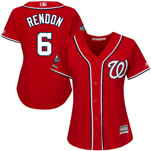 Washington Nationals #6 Anthony Rendon Red Alternate 2019 World Series Champions Women's Stitched Jersey Womens