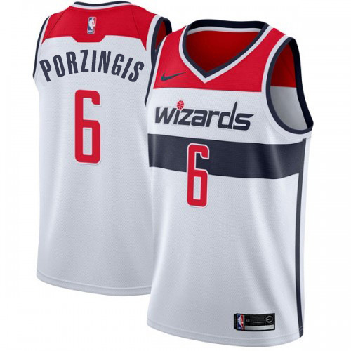 Washington Wizards #6 Kristaps Porzingis White Association Edition Swingman Jersey Mens
