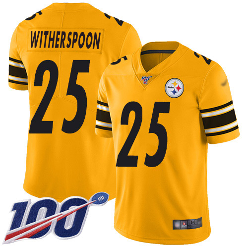 Steelers #25 Ahkello Witherspoon Gold Men's Stitched Limited Inverted Legend 100th Season Jersey