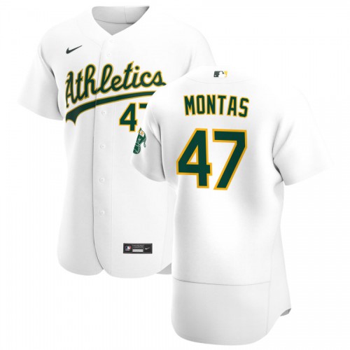 Oakland Oakland Athletics #47 Frankie Montas Men's White Home 2020 Authentic Player Jersey Men's