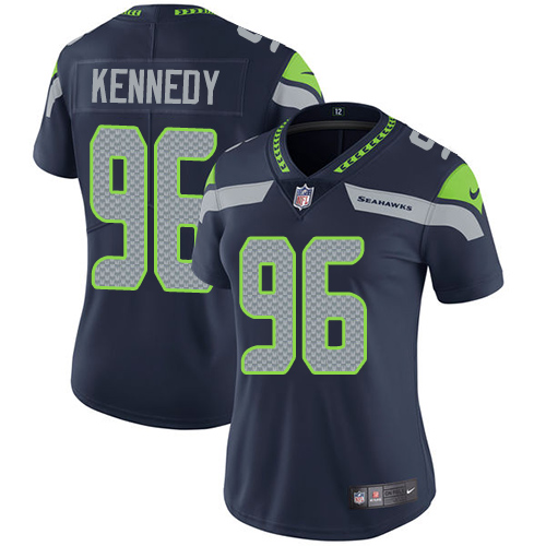 Seattle Seahawks #96 Cortez Kennedy Steel Blue Team Color Women's Stitched Vapor Untouchable Limited Jersey Womens