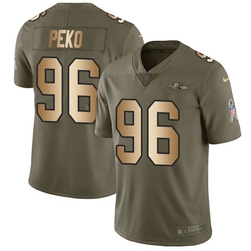 Baltimore Ravens #96 Domata Peko Sr Olive/Gold Men's Stitched Limited 2017 Salute To Service Jersey Men's
